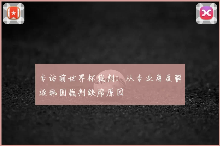 专访前世界杯裁判：从专业角度解读韩国裁判缺席原因
